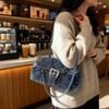 IELGY Fashionable Washed Denim Texture One-Shoulder Underarm Bag