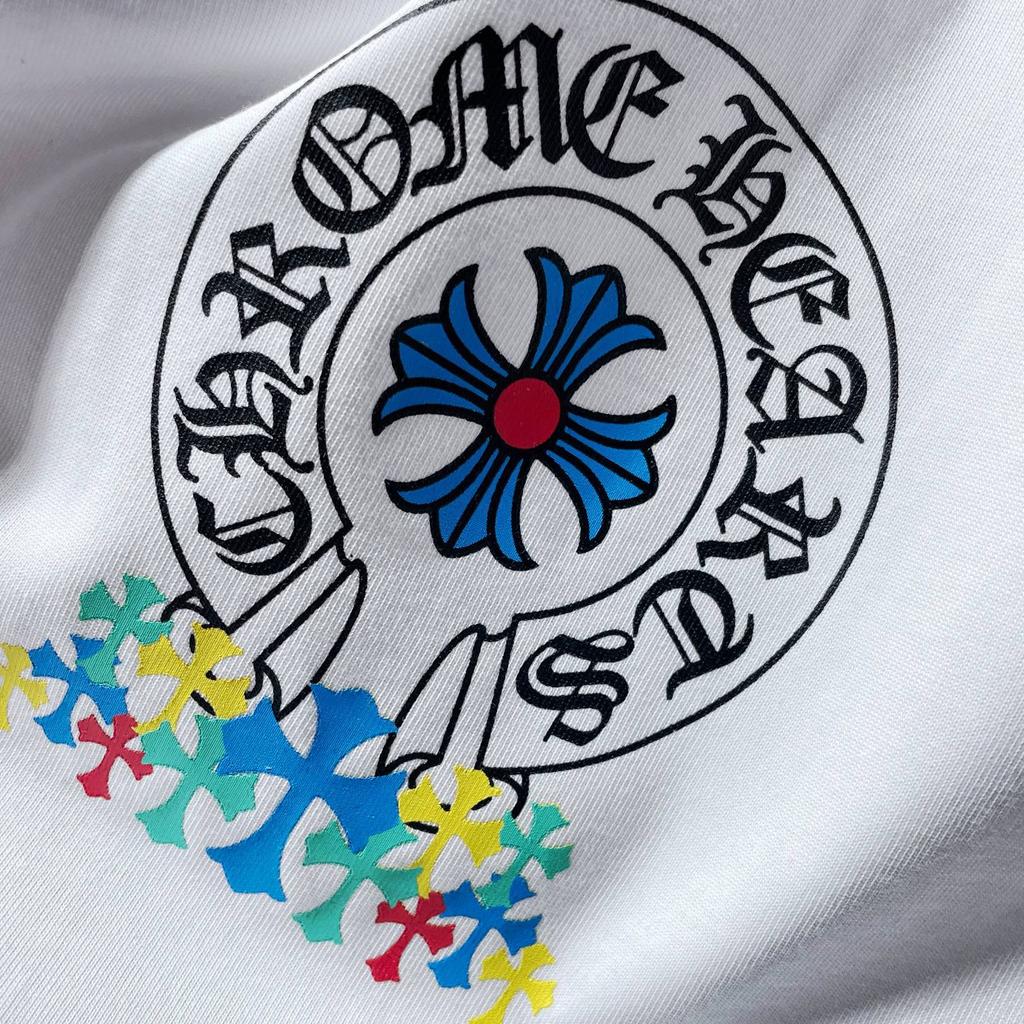 8708 CHROME HEARTS 2026 Summer New High Quality Cotton Round Neck Loose Large Size Men's and Women's T-shirt Couple T-shirt