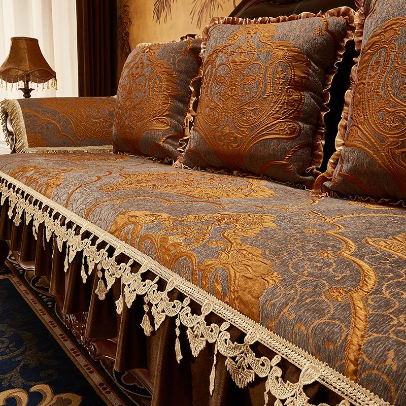 European Luxury Non-slip Sofa Cover & Throw Pillow Set - Universal Fit for All Seasons