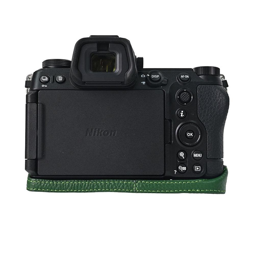 Z 6III Litschi-Leder Echtes Leder Kamera Halbkörperhülle Für Nikon Z6III Z63 Akkuöffnung Bodenabdeckung Mit Riemen