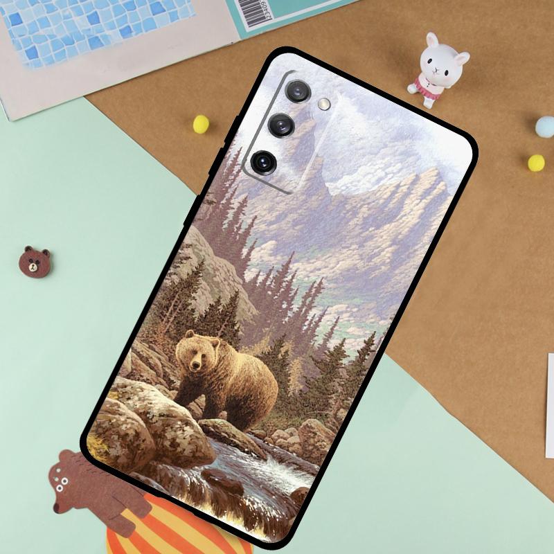 Cartoon Grizzly Bear Soft Case For Samsung Galaxy S25 Ultra S9 S10 S20 S21 S22 S23 S24 Plus S24 FE Funda Cover
