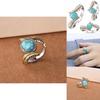 Geometric Turquoise Feather Ring For Women With Alloy Jewelry For Party And Engagement