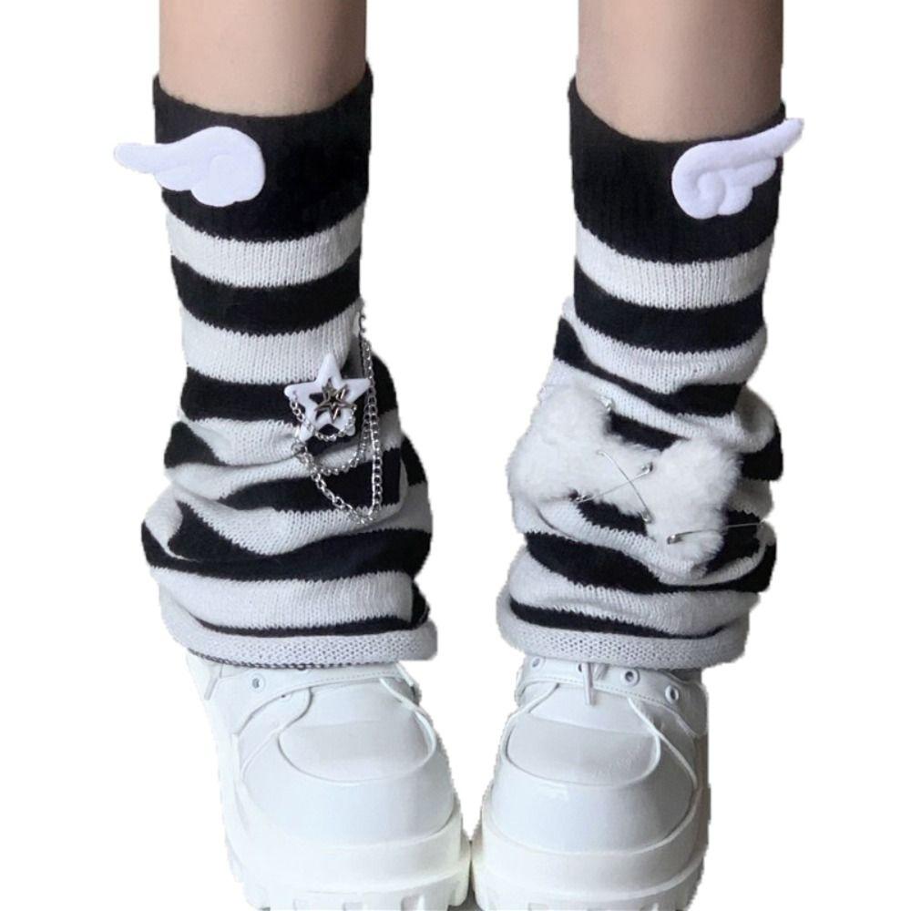 Y2K Originální návleky na nohy Modrobílé pruhy Japonský styl Harajuku Ponožky Subkultura Harajuku styl Volné ponožky