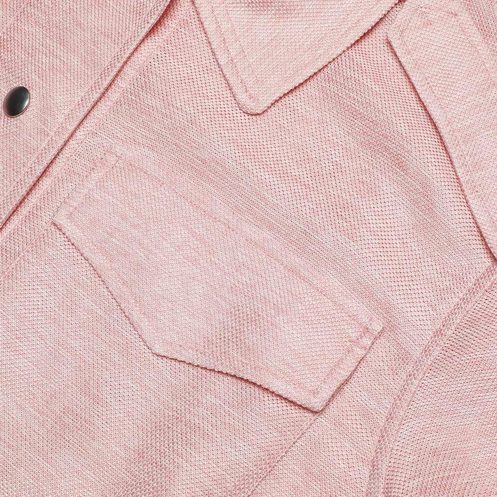 Fila Emerald Solid Color Casual Woven Short Sleeve Shirt Women Shirts Watermelon-Pink F11W334704F-PK