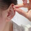 Real 925 Sterling Silver Delicate Simple Inlaid Zircon Heart Stud Earring For Women Girls Wedding Party Gift Jewelry