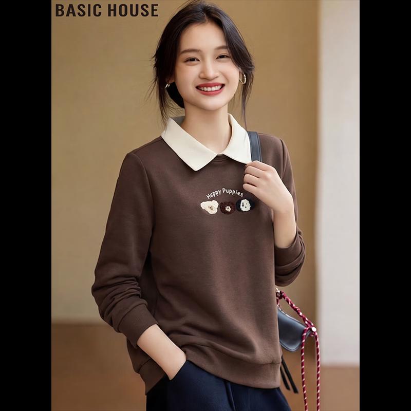 Basic House Women s Faux Two-Piece Lapel Sweatshirt M