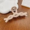 Milk Tea Color Large Hair Claw - Korean Style Fashionable Hollow Out Shark Clip for Women's Updos