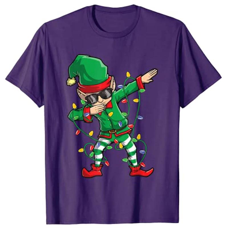 Dabbing Elf Squad Christmas Lights Sunglasses Boys Girls Kids T-Shirt