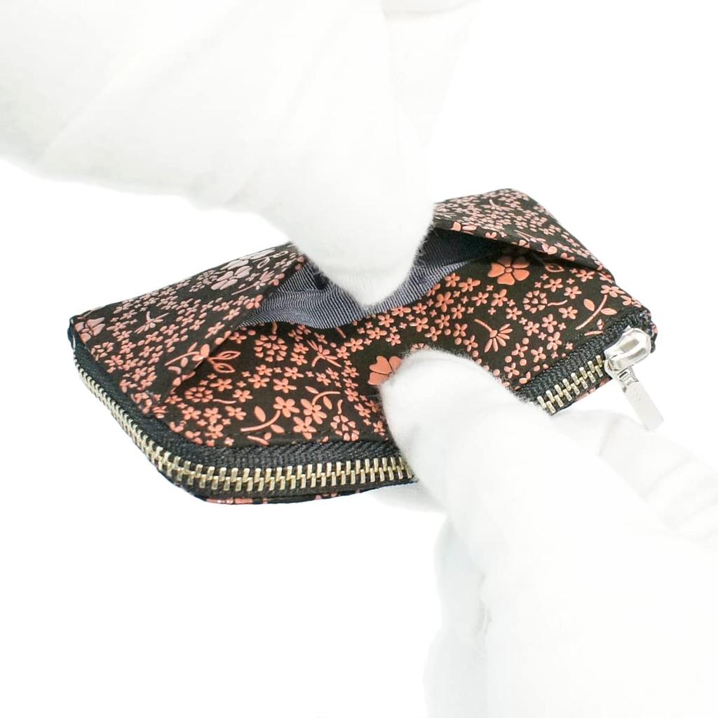 Indenya Inden Coin Purse F Coin Purse 05 Deerskin Black with Pink Lacquer American Blue Pattern 1005-51-166