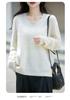 Autumn/Winter 2026 Cashmere Wool V-Neck Knitwear: Long Sleeve Solid Color Soft Sweater Top