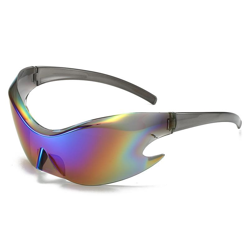 

Hip hop personality sunglasses men women kooky reflective anti wind cycling sports glasses brand designer Other зелений