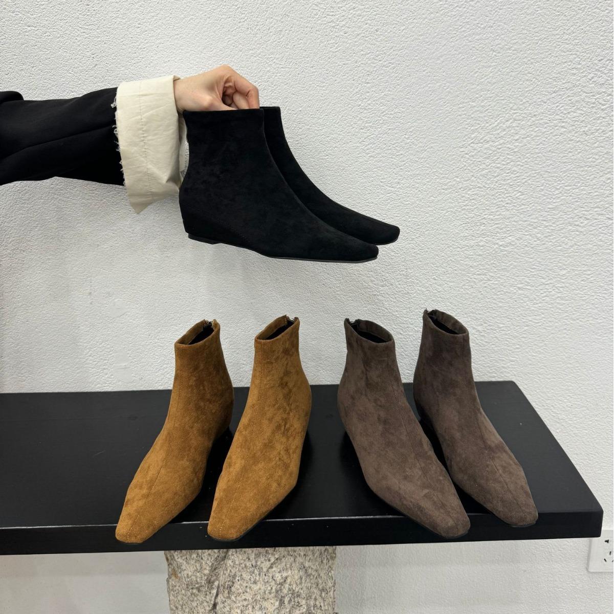 

2025 new autumn and winter heel zipper thin Martin women s short boots suede low tube Chelsea boots 39 верблюд
