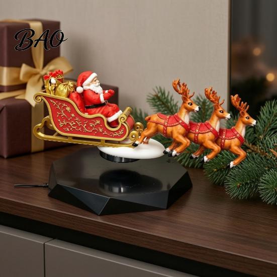 Suspended Sleigh for Office Floating Santa Sleigh, Flying Magnetic Levitation Christmas Display, Unique Gift Family Claus Tabletop Decor Home, Office,