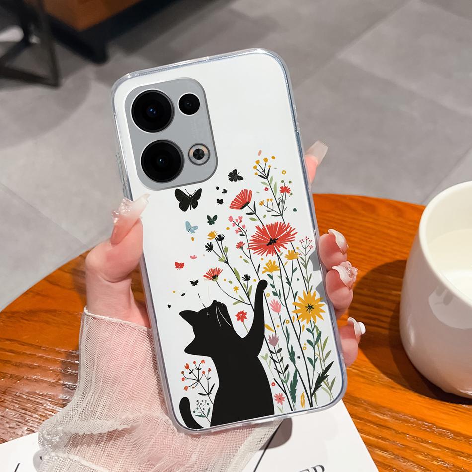 For Oppo Reno 13 Pro Phone Cases Leisure Flower Transparent Back Cover For Oppo Reno13 Pro 13Pro 5G Soft Slim Anti Drop Housing