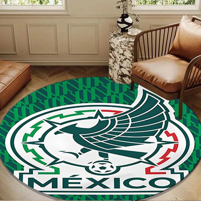 Mexico Football Emblem Round mat, Anti-slip Circle Carpet Chair rug For livingroom,Bedroom, doormat home decor Gift Christmas Gifts