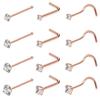 4/12PCS Stainless Steel Zircon Nose Piercing Stud Set L Shape Nose Ring Lot Twist Nose Ring Stud Bulk Body Piercing Nariz Pack