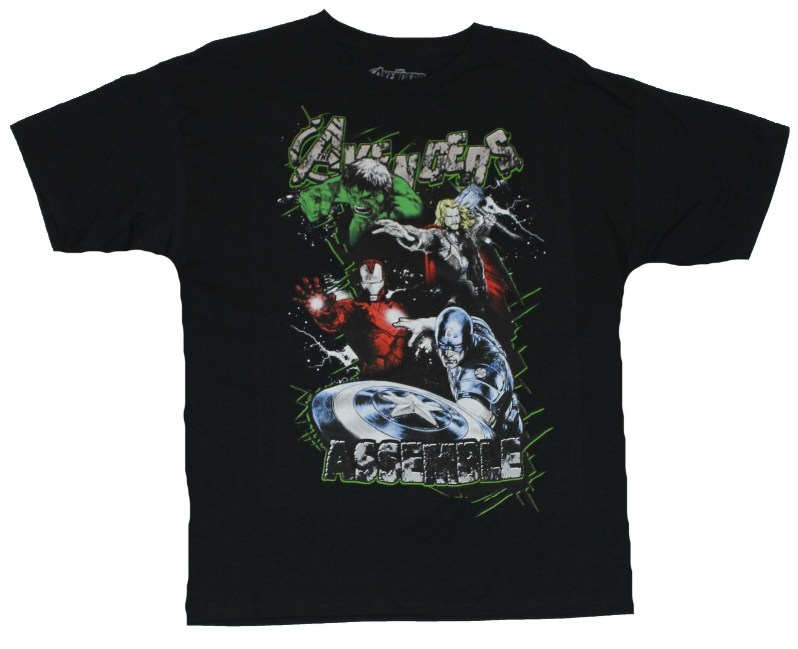 The Avengers Marvel Adult New T-shirt Avengers Assemble Team Crashing Thru XXXXL