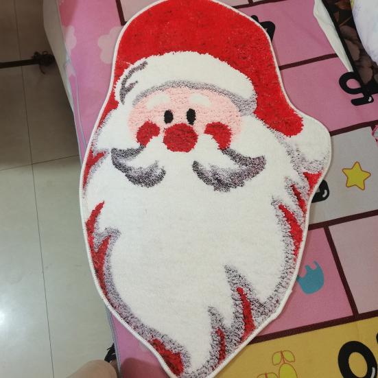 HOMZY Christmas Carpet Christmas Tree Santa Claus Snowman Shape Quick Water Absorbent Anti-Slip Backing New Year Decor Hotel Kitchen Bedroom Rug