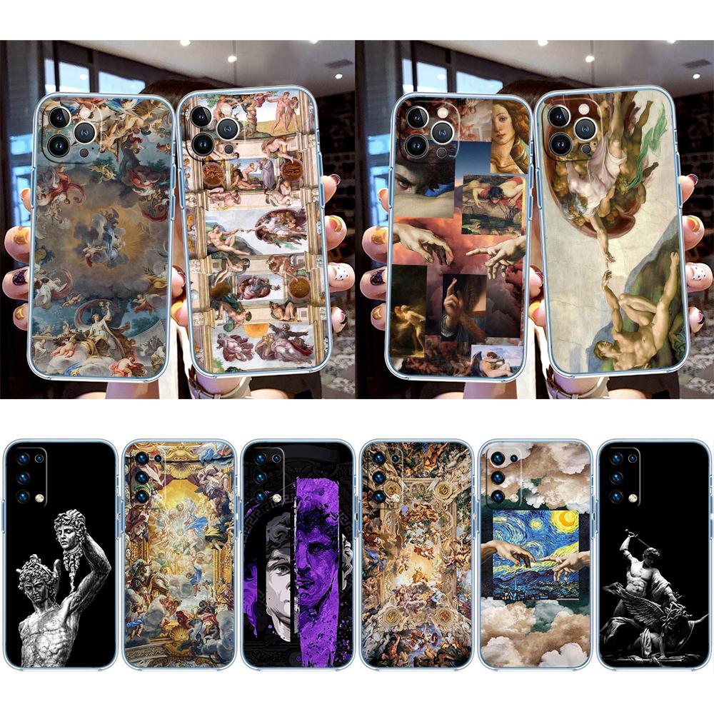 Fresco Adam Sculpture Transparent Phone Case for Motorola Moto G7 G8 G9 G84 G85 G73 G24 G15 Z2 Play Power Plus