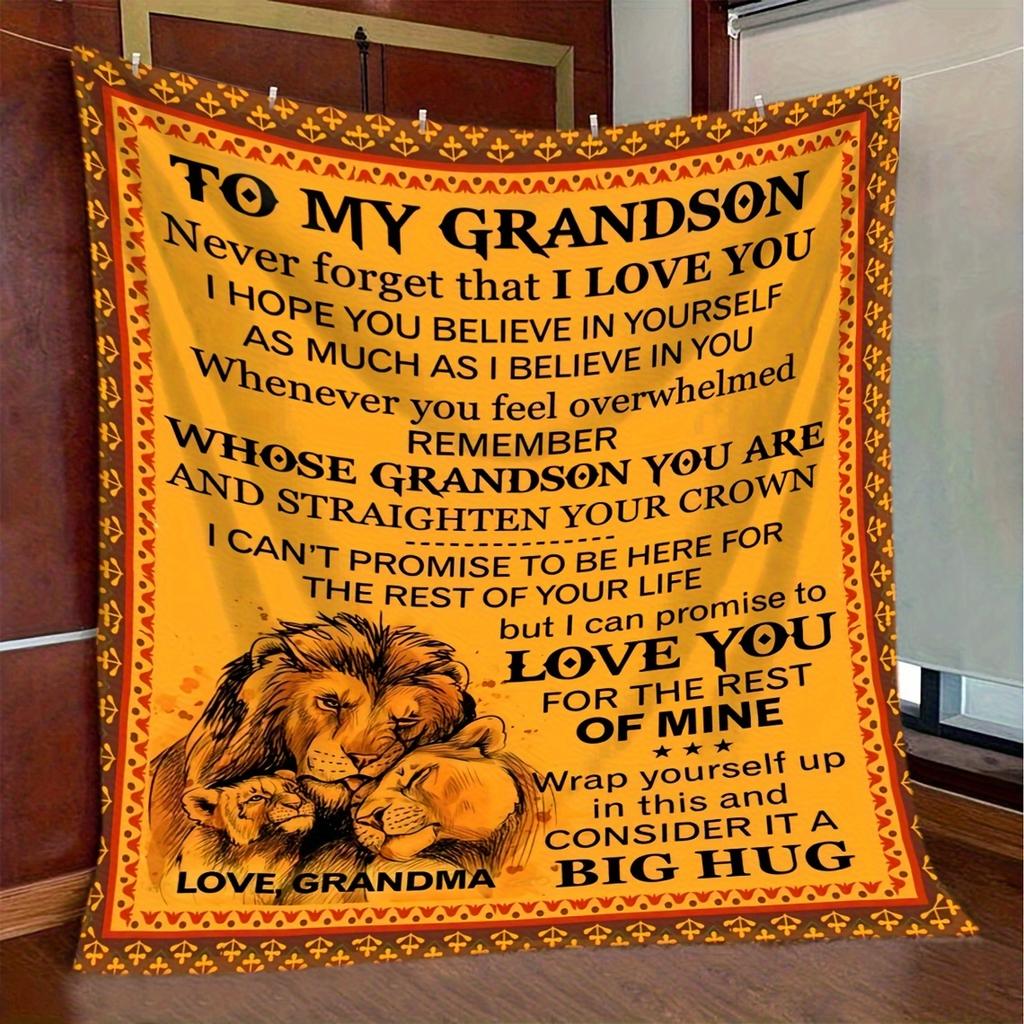 Grandma's Vintage-Style Flannel Throw, Cozy Gift for Grandson, for Couch, Bed, Travel