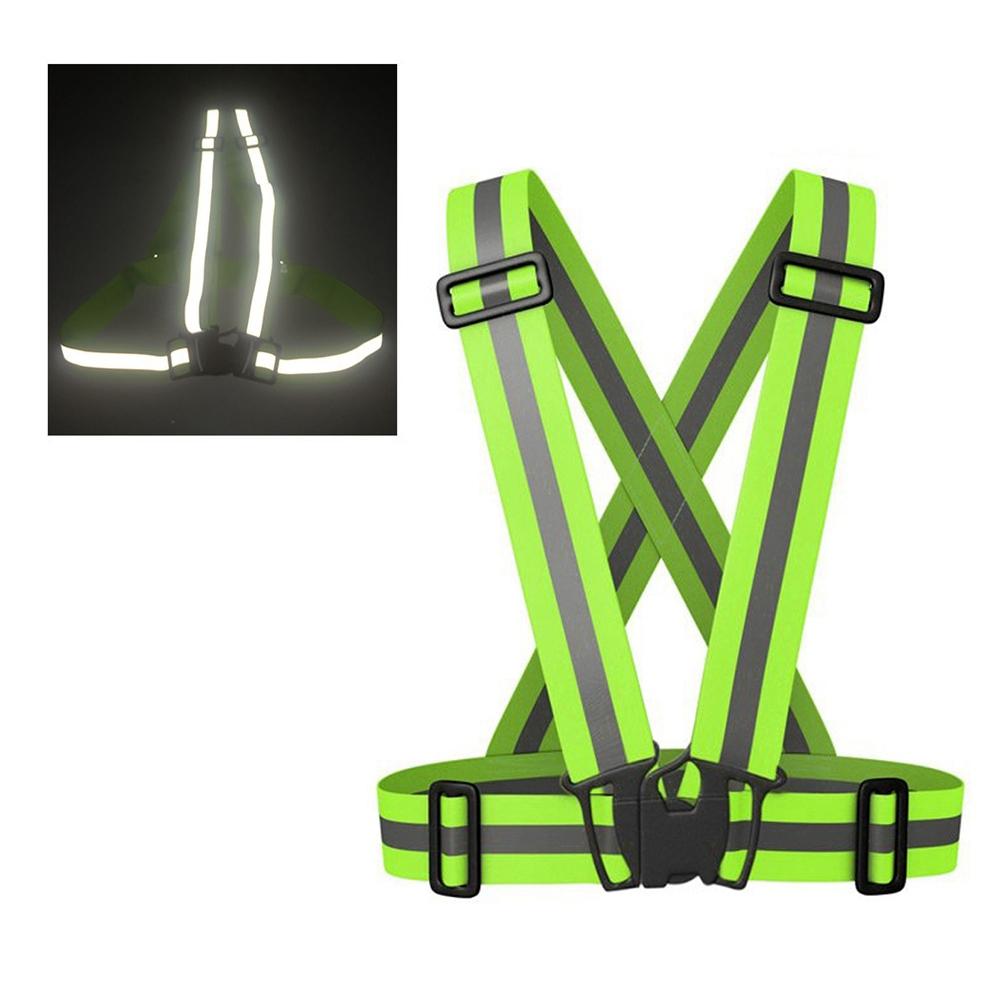 High Visibility Elastic Reflective Vest Belt Fluorescent Green Safety Strap for Night Running Cycling Construction