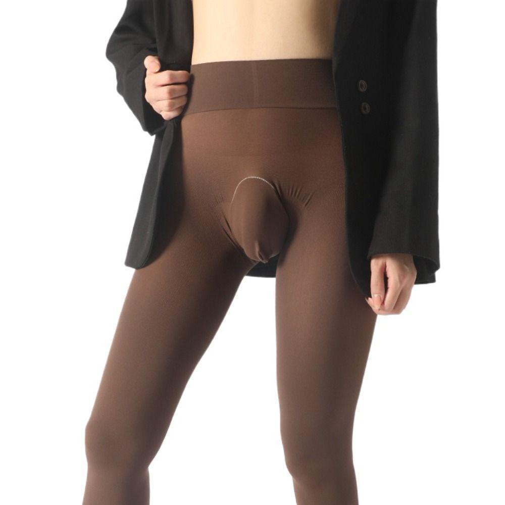 Solid Color Men's Elastic Pantyhose High Elastic 80D Velvet Stockings Seamless Sheath Tights Men