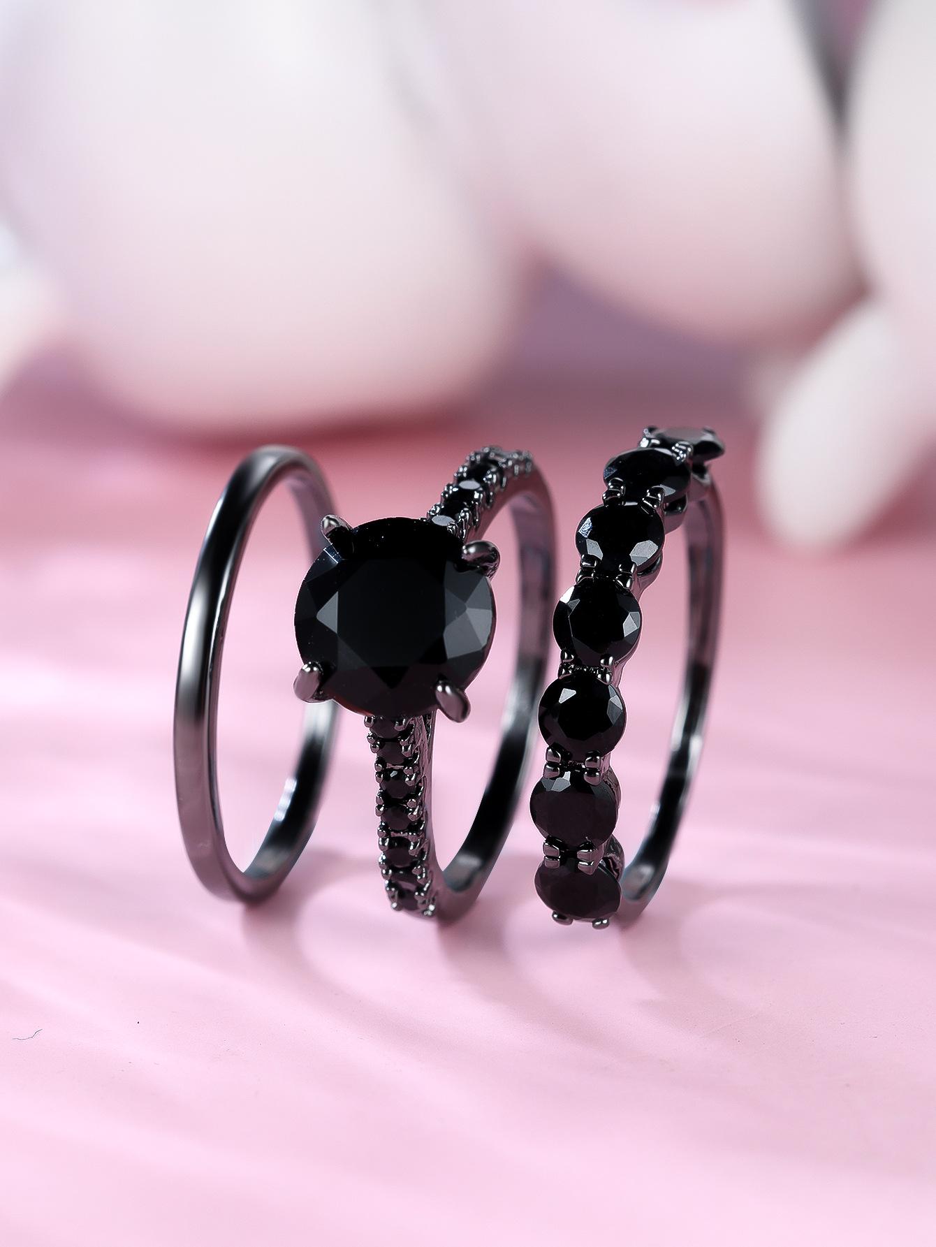 

Wish new ring set, four-claw double diamond zircon ring set, fashion hand jewelry no. 10