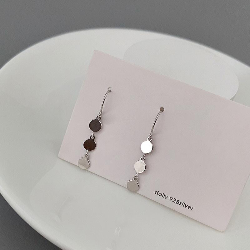 Smooth Small Round Tassel Earrings Women'S Design Sense Niche Ins Cold Wind Ear Hook Ear Hook Long Elegant Temperament