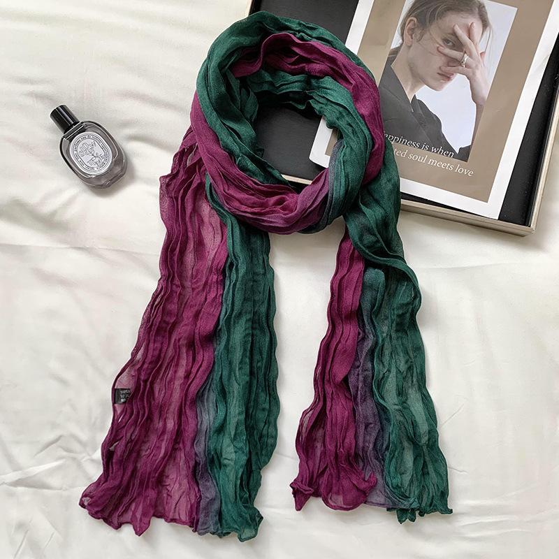 Scarf Women's Winter High-end Sense New Warm and Cold-proof Scarf Versatile Solid Color Crumpled Scarf Shawl