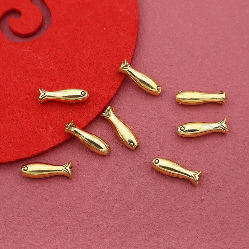 10Pcs Stainless Steel Fish Beads Charms Spacer Loose Beads For Jewelry Making Crafts Handmade DIY Bracelet Accessories Bulk