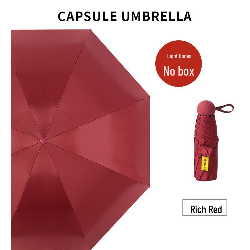 Jieguo Anti-UV Flat Handle Black Sun Umbrella - Solid Color Five-fold Design