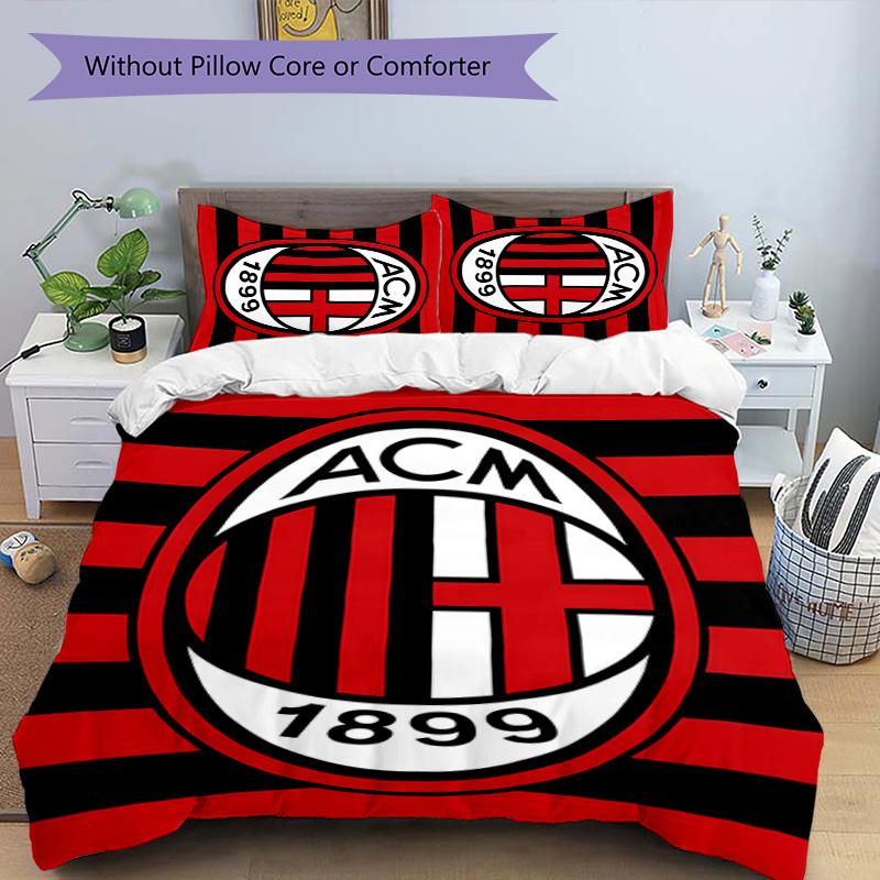 3pcs A-AC Milan Design Cover Set - HD Printed Bedding with 1 Cover and 2 Pillowcases - Perfect for Home and Dorm Decor