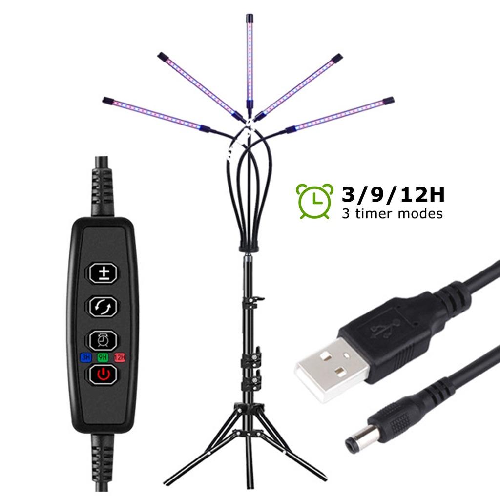 5V Full Spectrum Plant Light with Adjustable Tripod Stand Red Blue Floor Grow Lamp LED Grow Lights for Indoor Plants