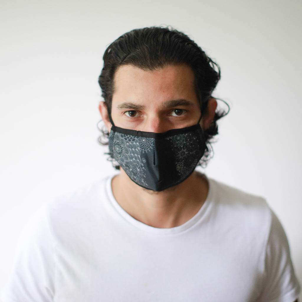 6x Black Elegance Reusable Face Mask with Filter Pocket (Adult)