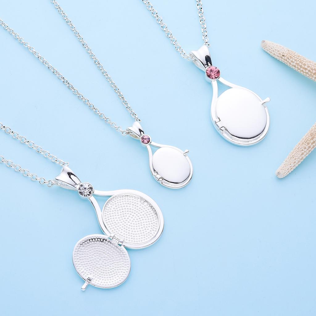 H2o Otwierany Metalowy Wisiorek Naszyjnik Srebrny Kolor z Kryształową Syrenką Biżuteria Filmowa TV dla Kobiet Dziewcząt Urocze Naszyjniki