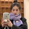 Wool Korean Style Purple Scarf for Girls in Autumn and Winter with White Wool To Keep Warm and Thickened Student Scarf