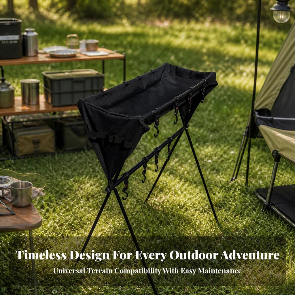 Camping Storage Rack with Basket Lightweight Furniture Long-Lasting for Backyard