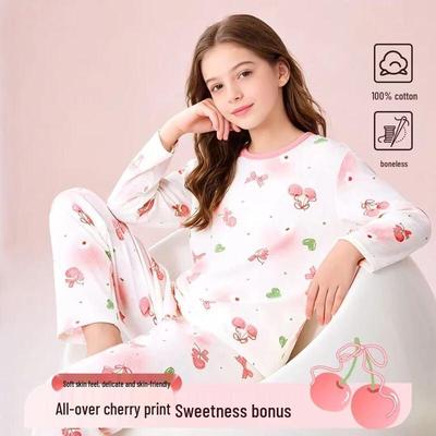 Girls' Pure Cotton Long-Sleeve Pajama Set