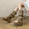 Thick-soled Toe Sandals Women 2025 Summer New Retro Internet Celebrities Two Wear Roman Cool Boots Trousers Stacked Boots