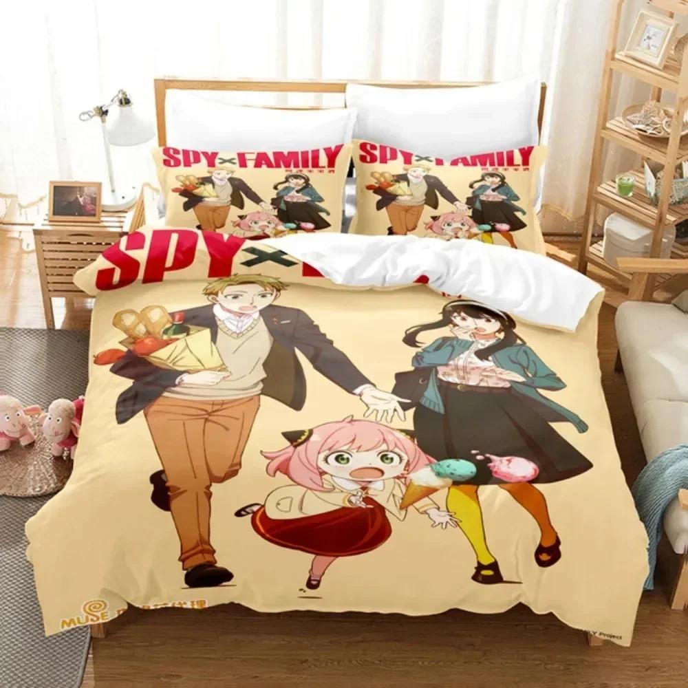 Anime SPY×FAMILY Bedding Set Anya Forger Printed With Pillowcase Bed Duvet Cover Soft Queen King Size Bedclothes Home For Gifts
