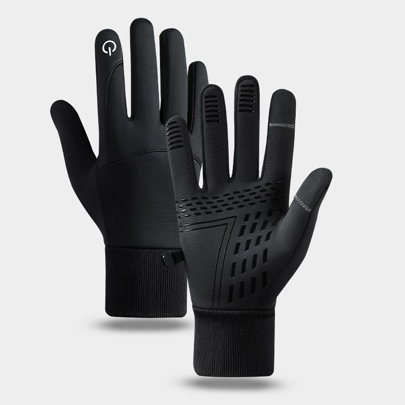 Autumn/Winter Touchscreen Zipper Gloves: Two-Finger Flip Cover for Fishing, Cycling, Outdoor Sports, Plus Velvet Insulation for Cold Protection