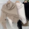 Windproof Knitted Scarf Wool Tassels Scarves Elegant Large Wraps  Women