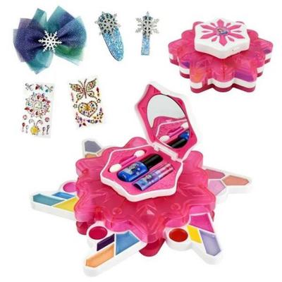 NEW Cosmetics Play Set Water Hand Wash Nail Polish Eye Shadow Blush Princess Christmas Gift Makeup Box, Pink, 1 Piece