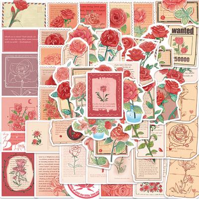 50 Cartoon-Geschenke für Menschen mit Rosen- und Graffiti-Aufklebern Personalisierter Dekorativer Gitarren-Notizbuch-Koffer DIY Wasserdichte Aufkleber
