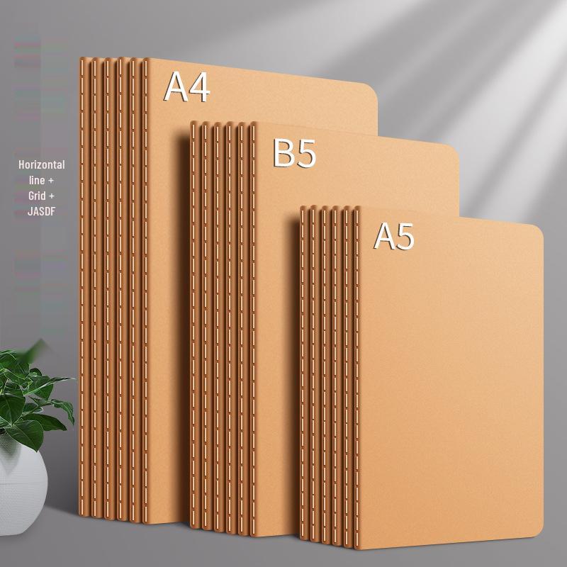 B5 Thickened Notebook: A5 Kraft Paper, Lined & Blank Pages, Stitched Cover, DIY-Friendly