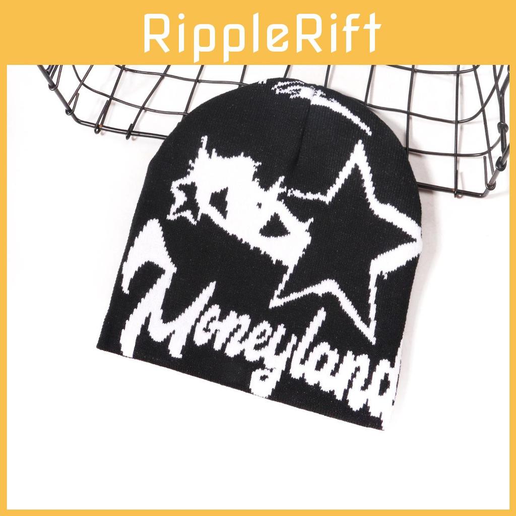 Street Star Style Letter Pattern Neutral Warm Knitted Hat For Autumn Winter And