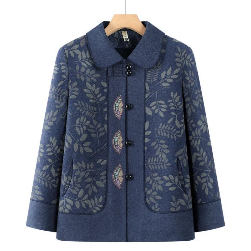 Autumn and Winter Coat Women's Retro Top Fleece Thickened Lapel Top Old