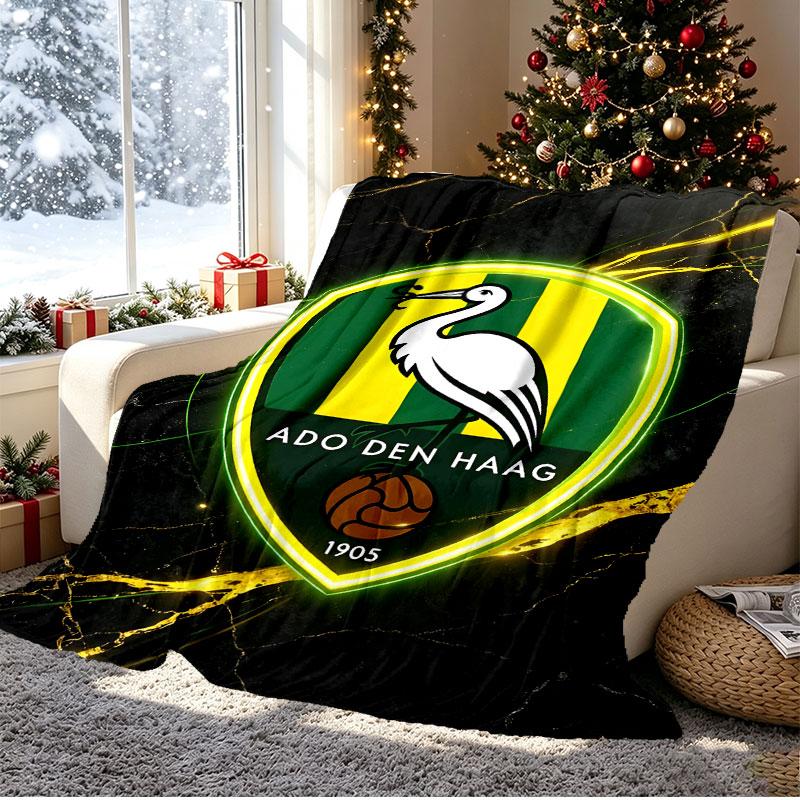 ADO Den Haag Pattern Blanket for Home Decoration, Bed, Sofa, Car Travel, Camping, Suitable for All Seasons, Birthday Christmas Gift