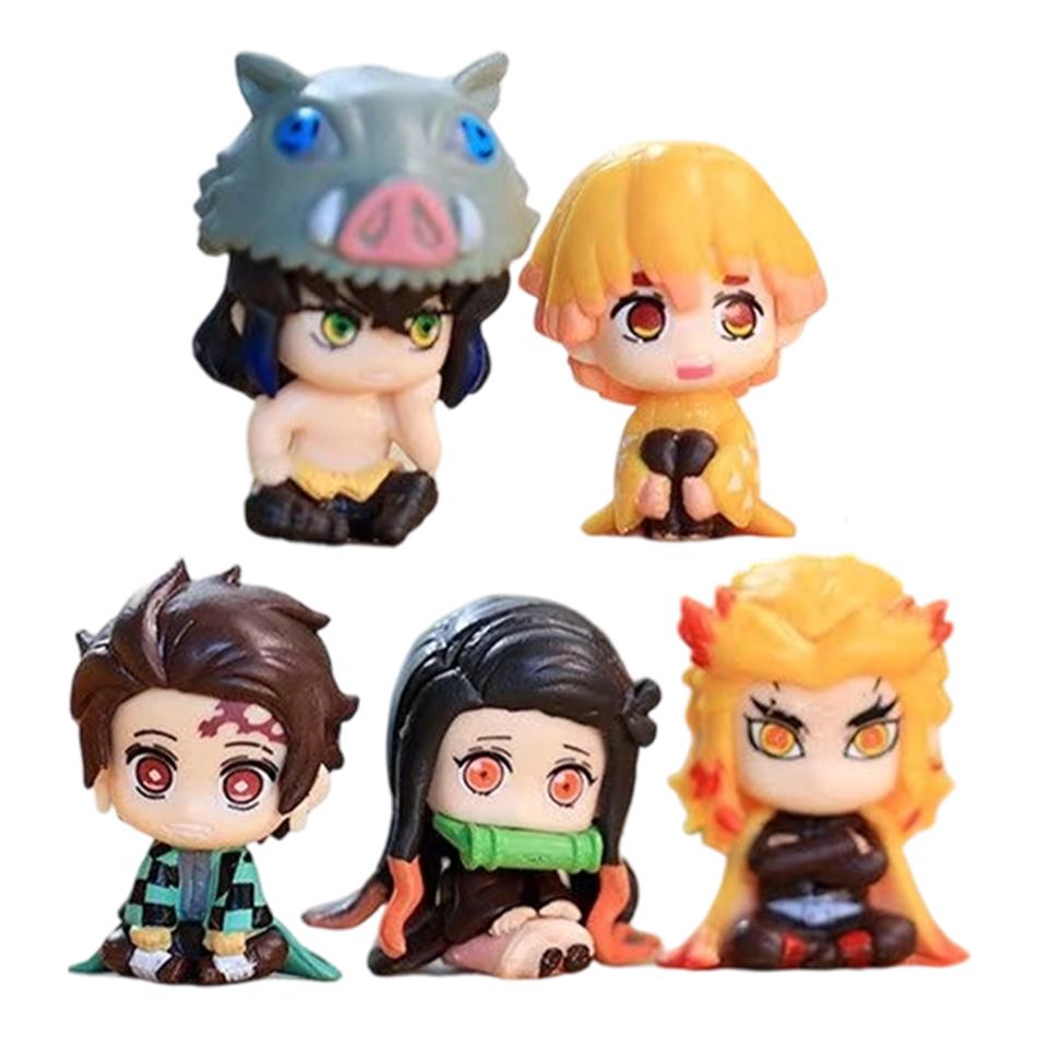 Demon Slayer Figure Q Version Sitting ToyTomioka Giyuu/Tokitou Muichirou/Mitsuri/Tanjirou/Obanai/Nezuko pvc Model Doll Xmas Gift