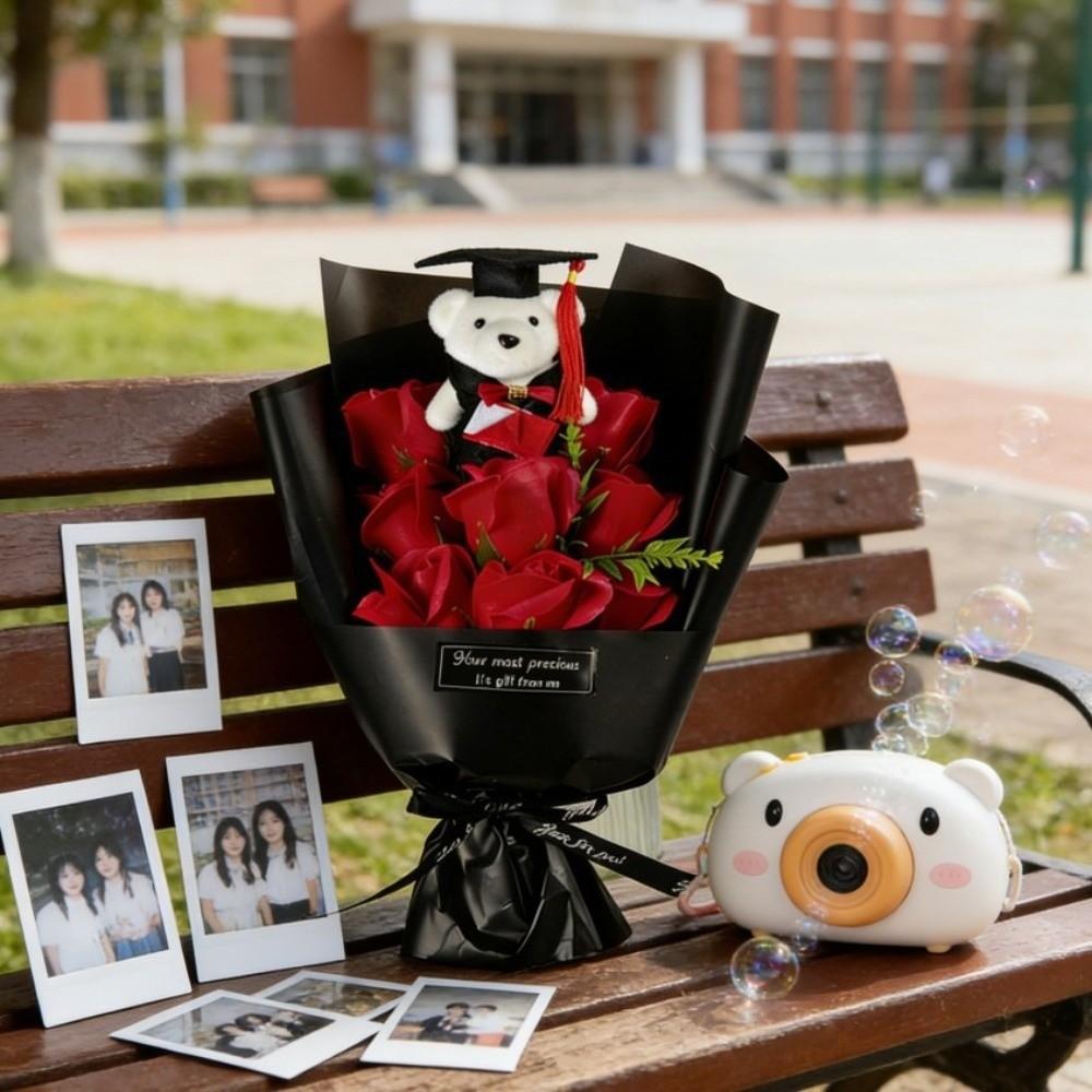 Lieblicher Fliegenträger-Bär Simulations-Blumenstrauß Bär Tier Plüschstrauß Dekoration Muttertag